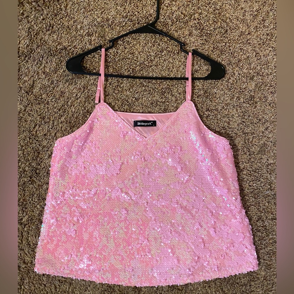 Pink Sequin Tank Top